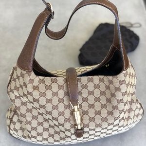 Gucci Canvas Jackie with buckle Shoulder Bag